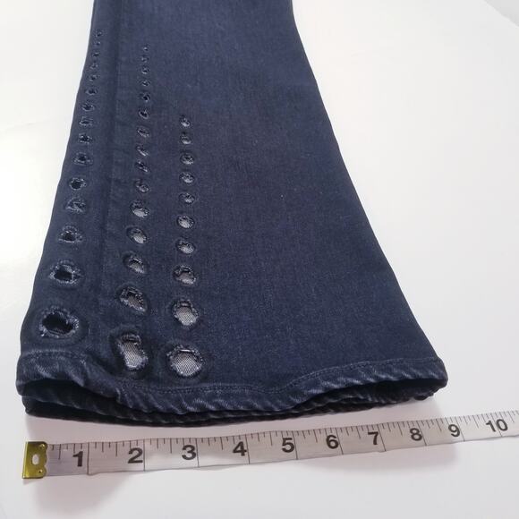 3x1 NYC Jeans Midway Eyelet Black Denim Flared Leg - Picture 11 of 13